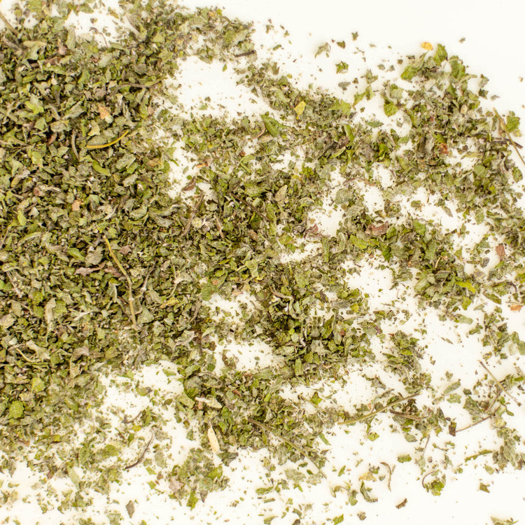 applemint loose leaf herb on white backround