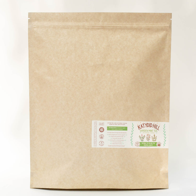 Garden mint tea apothecary pouch bulk herb size, herbal tea blend for mental clarity,