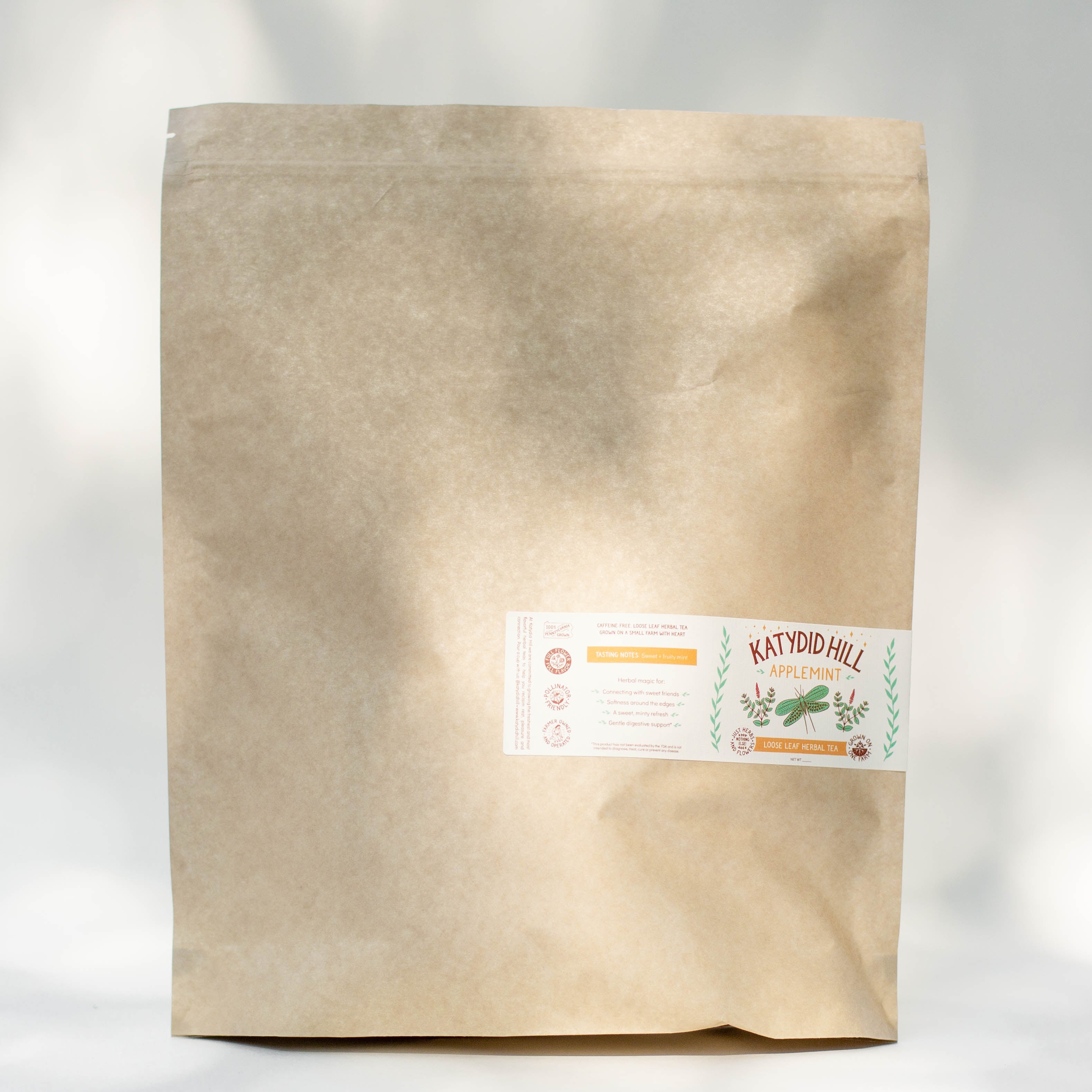 Applemint tea loose leaf herb in apothecary pouch bulk herb size