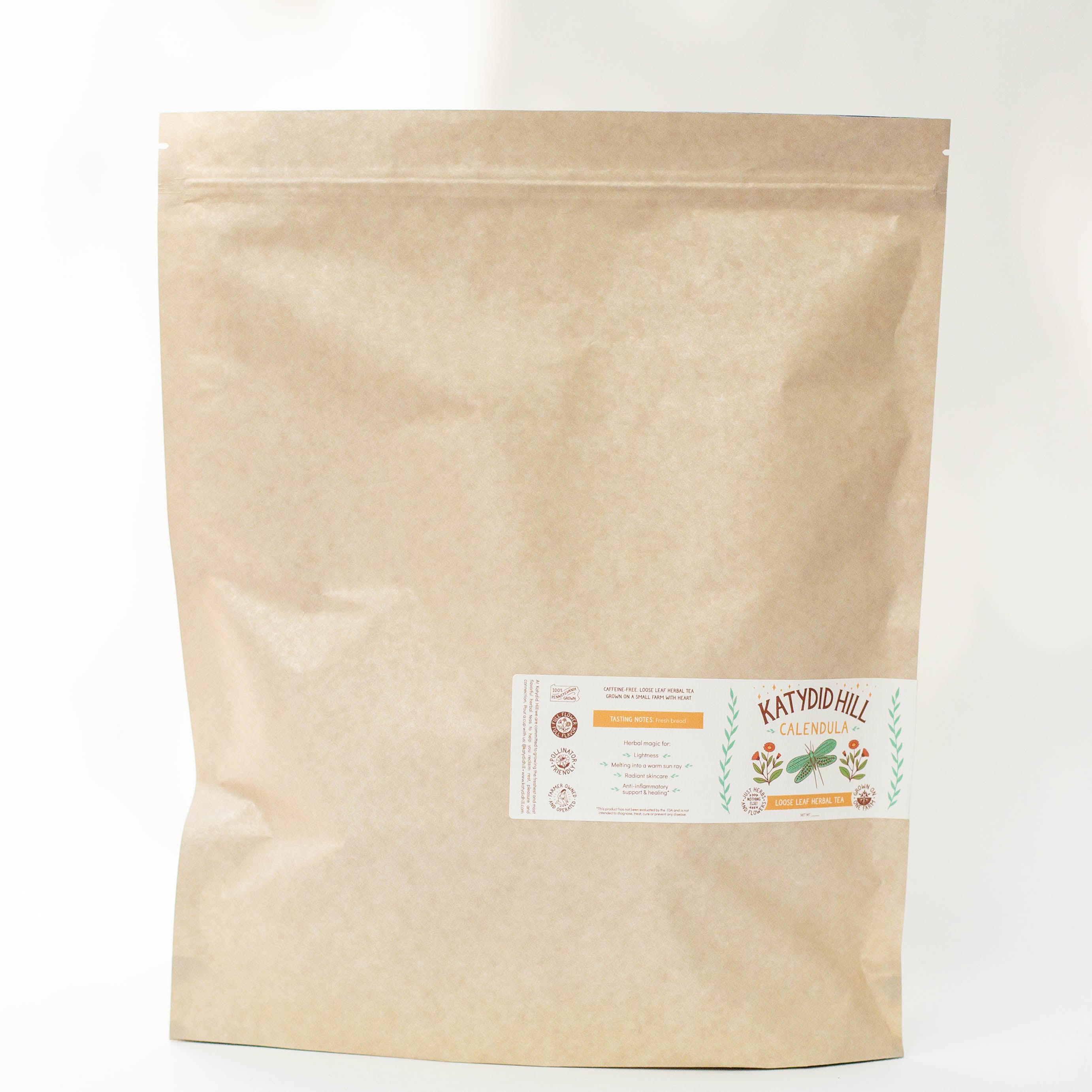 Calendula loose leaf bulk herb flowers in apothecary pouch